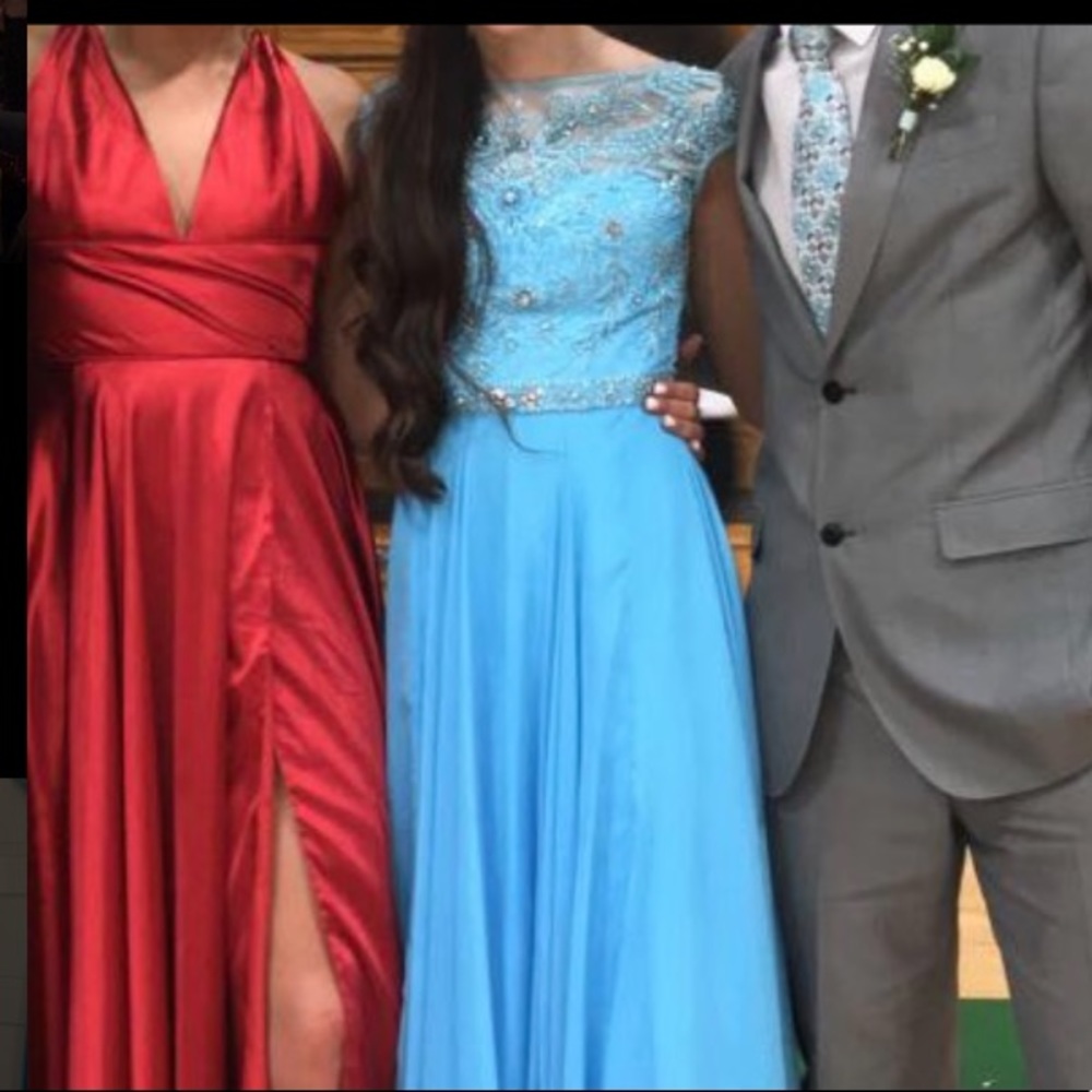 Blue Sherri hill beaded prom dress - Picture 2 of 5